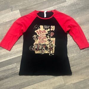 Bella Canvas Black & Red Raglan Tee with Viva Las Vegas Graphic